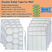 96PCS Mounting Tape, Double Sided Tape Wall, Picture Hanging Strips Heavy Duty R