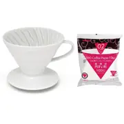Hario V60 - 02 Ceramic Coffee Dripper With 100 Filter Papers