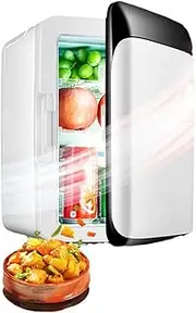 10L Mini Fridge for Bedroom, Car, Office Desk & College Dorm Room 12V Portable Cooler & Warmer for Food, Drinks, Skincare, Makeup 110/220ACSmall Refrigerator