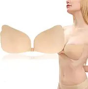 [FQQF] Adhesive Bra Push Up, Reusable Adhesive Bra Push Up Invisible Bra, Strapless Bra, Backless, Strapless Push-Up Adhesive Bra, Easy to Use and Comfortable (Cup Size: B), O, Medium