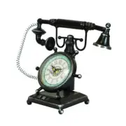 Peterson Artwares Vintage Telephone Table Clock 10"X11.5" White Light Green