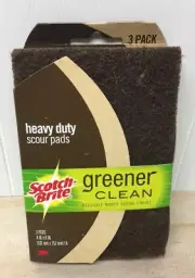 Scotch-Brite Greener Clean Heavy-Duty Scour Pads , Brown, 3 Sponges