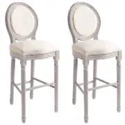 vidaXL Bar Chairs 2 pcs White Linen