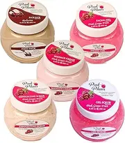PINK PLUMS Redwine Face Pack, Pink Grape Fruit Facial Gel, Pink Grape Fruit Massage Cream, Pink Grape Fruit Scrub & Pink Grape Fruit Gel scrub for Glowing Skin with Vitamin E, (Pack-5) 250ml Each