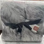 West Elm Faux Fur Brushed Tips Throw. Pearl Gray. 47"x60". New With Tag