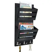 Rustic Mail Organizer Wall Mount with 4 Key Hooks,Mail Holder Wall Mounted，Ha...
