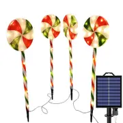 Solar Lollipop Path Lights Christmas 8 Flashing Modes Candy Cane Waterproof Indoor Outdoor Walkway Garden Decor Red White Green