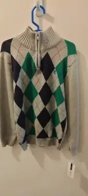 NWT izod argyle sweater gray sz 7 boys Winter, Spring, Fall, zipper closure