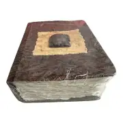 Handmade Paper Journal w/ Carved Elephant 5x7 Notebook Diary Deckle Pages