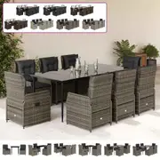 Garden Dining Set with Cushions Outdoor Table and Chairs Poly Rattan vidaXL