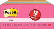 Post-it Notes, 1 3/8 in x 1 7/8 in, Cape Town Collection, 18 Pads/Pack, 100 Sheets/Pad (653-18AU)