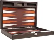 Silverman & Co. 13-inch Premium Travel Backgammon Set - Dark Brown Board - 2 Players - Ages 6+