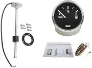 Kus 52mm(2'') Fuel Level Meter 0-190ohm Signal with Backlight 12V 24Volts with Fuel Level Sending Unit Sensor Sender 150mm Long for Car Motorcycle