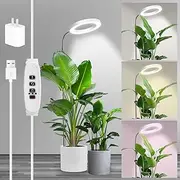 Plant Lamp LED Full Spectrum, 72 LED Grow Light, Height-Adjustable Grow Lamp, 360° Adjustable Plant Light with 3/9/12 Hour Timer, Memory Function, USB Adapter, 3 Colours, 10 Light Levels