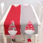 Christmas Table Runner Santa Gnome Linen Cloth Cover Dining Xmas Holiday DecorФ