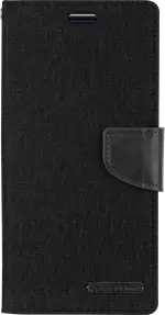 Goospery Canvas Diary For Galaxy S10 Plus in Black, Blue, Green, Grey, Navy, Pink, Red - Black
