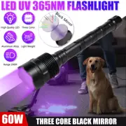 60W UV Ultra Violet LED Flashlight Blacklight Light 365 NM Inspection Lamp Torch