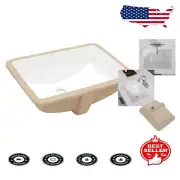 Rectangular Undermount Vessel Sink with Overflow - 19.4x13.7” Elegant Porcelain