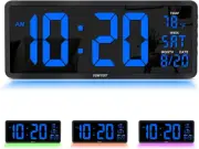 16 Inch Large Digital Wall Clock with 4 Level Brightness Dimmer, Remote Control,