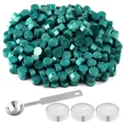 300 Pcs Octagon Sealing Wax Beads Sticks with 3 Pcs Tea Candles and 1 Piece Wax
