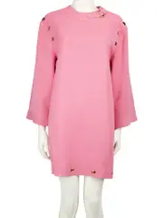 Pink Silk Button Detail Mini Dress