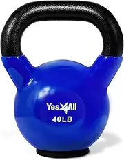 Yes4All Cast Iron Kettlebell with Protective Rubber Base, Strength Training Kettlebells for Weightlifting, Conditioning, Strength & Core Training