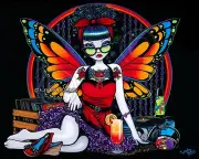 Fairy Wall Art Signed Print Retro Fae Rockabilly Musical Faerie Rainbow Tattoo