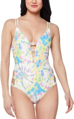Jessica Simpson X1042 Go with the Flow Double Strap Pluge Mio One-Piece Small