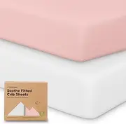 KeaBabies 2-Pack Organic Cot Sheets for Boys, Girls - Fitted Cot Mattress Sheet Neutral, Breathable Jersey Cotton Cover for Baby Bed, Toddler Mattress, Soft & Cute Prints (Rose)