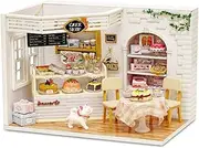 piberagi DIY Miniature Dollhouse Kit, 1:24 Scale Creative Room Mini Wooden Doll House with Furniture Plus Dust Proof for Kids Teens Adults(Cake Diary)