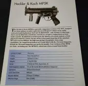 Heckler Koch MP5K SMG Submachine Gun Picture Out of Print Spec Sheet Display Art