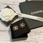 New CHANEL Earrings Coco Mark Round Black
