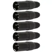 5 Pcs 3-Pin XLR DMX Male Plug Audio Adapter Cable Connector DJ Stage Lighting