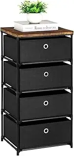 [LIANTRAL] Chest of Drawers 4 Drawers Fabric Chest Storage Tower Large Capacity Dresser Closet Organizer Unit for Bedroom Hallway Entryway Dorm Black
