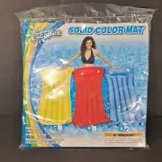 Summer Escapes Inflatable Float Lounge Solid Color Mat 72 x 27 Blue New