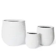 3pc E Style Knox Stonelite Polyethylene Planters Set Decor 28/37/49cm White