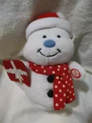 CARLTON CARDS Vintage Singing & Moving Christmas Snowman Plush w/Card Holder