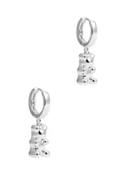 Crystal Haze Nostalgia Bear Silver-plated Hoop Earrings ONE SIZE