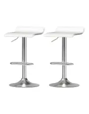 [Artiss] Faux Leather Bar Stool 2x in White