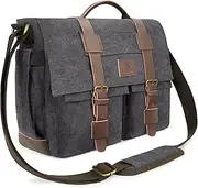 Messenger Bag for Men,14-15.6 inch Leather Briefcase Laptop Bag Vintage Canvas Satchel Bag for School and Work