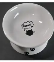 Y YHY White & Black Tilted Elevated Cat Bowl Anti Vomiting Microwave Washer Safe