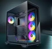Antec C3 ARGB Black ATX, 270 Degrees Full View, 4x ARGB PWM Fans with control, 36CM top, 24cm Front. Cable Management, GPU 41.5 CM. Ultra Gaming Case