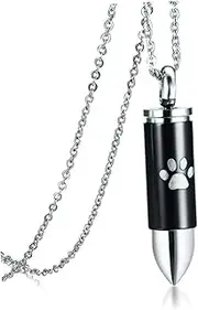 minkissy Cremation Jewelry Pet Memorial Necklace Pet Ashes Keepsake Pet Cremation Necklace Pet Memorial Jewelry A Necklace Men's Necklaces Mens Necklace Choker Necklace for Men Dog Urn Paw