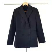 Theory Tux Jacket Wool Blend Blazer Double Breasted Black Tuxedo Women’s Size 0