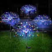 Solar Firework Lights 4 Pack, 480 LED Solar Powered String Light 8 Modes Twinkli