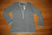 NWT Silvery Gray w/Metallic Threads ANN TAYLOR Partly Buttoned LS Sweater Medium