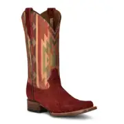 Circle G by Corral Ladies Aztec Embroidery Square Toe Wine Boots L5725