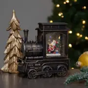 Northlight 6.75-Inch Lighted Black Train Christmas Snow Globe with Santa
