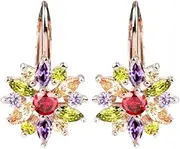 [Generic] Snowflake Flower Christmas Earrings for Women Sensitive Eears Elegant Dainty Shiny Crystal Sunflower Dangling Hypoallergenic for Xmas Wedding Best Friend Her Valentines Day