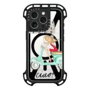 iPhone 16 Pro Ultra Bounce Case MagSafe Compatible Ciao- Vespa Girl Milan Italy (fashion illustration transparent case)